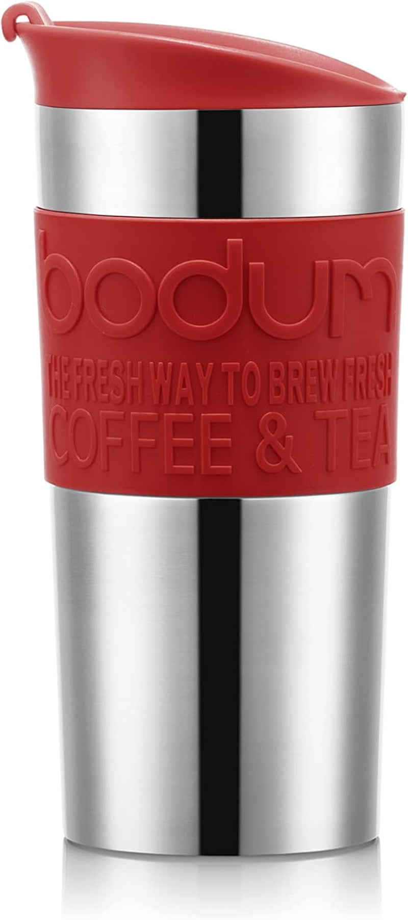 Termisk mugg Bodum K11067-04 RESEPRESSSET, dubbelväggig, rostfritt stål, extra lock, 0,35 l, röd
