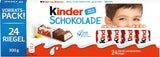 Kinder Chocolate - Fyllda mjölkchokladkakor - 1 förpackning innehållande 24 individuella barer (24 x 12,5g).