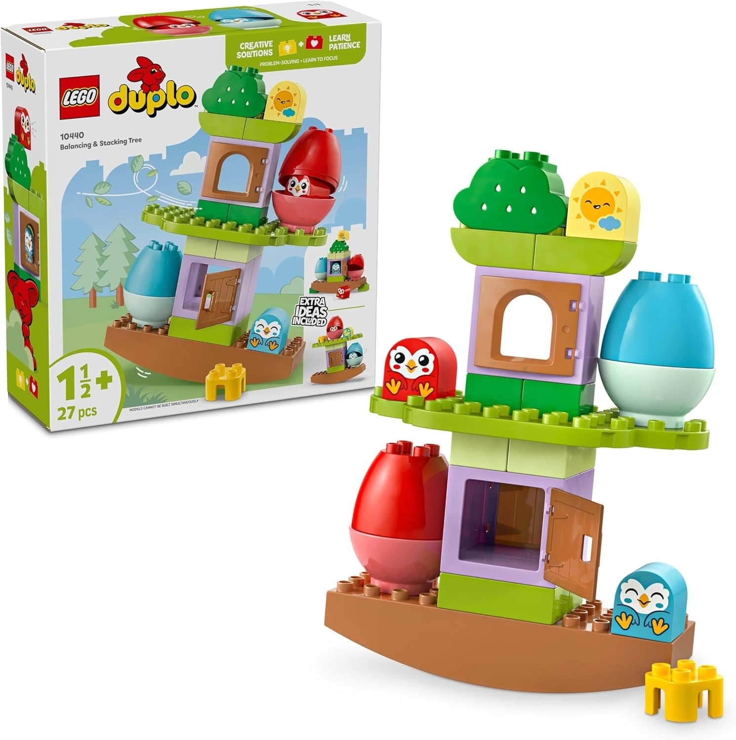LEGO DUPLO-träd för balansering och stapling, utvecklingsleksak, byggset för barn från 18 månader, kreativ leksak för barn, pedagogisk leksak med 2 leksaksfåglar 10440 Byggset Besuche den LEGO-Store Standardtitel