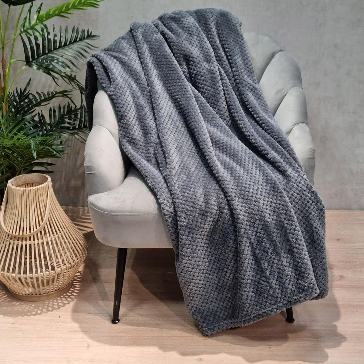 Överkast HOMLA Noah 220 X 240 Cm - överkast soffa bekväm täcke filt - fluffig och mjuk - grå polyester Sängar och filtar Besuche den HOMLA-Store