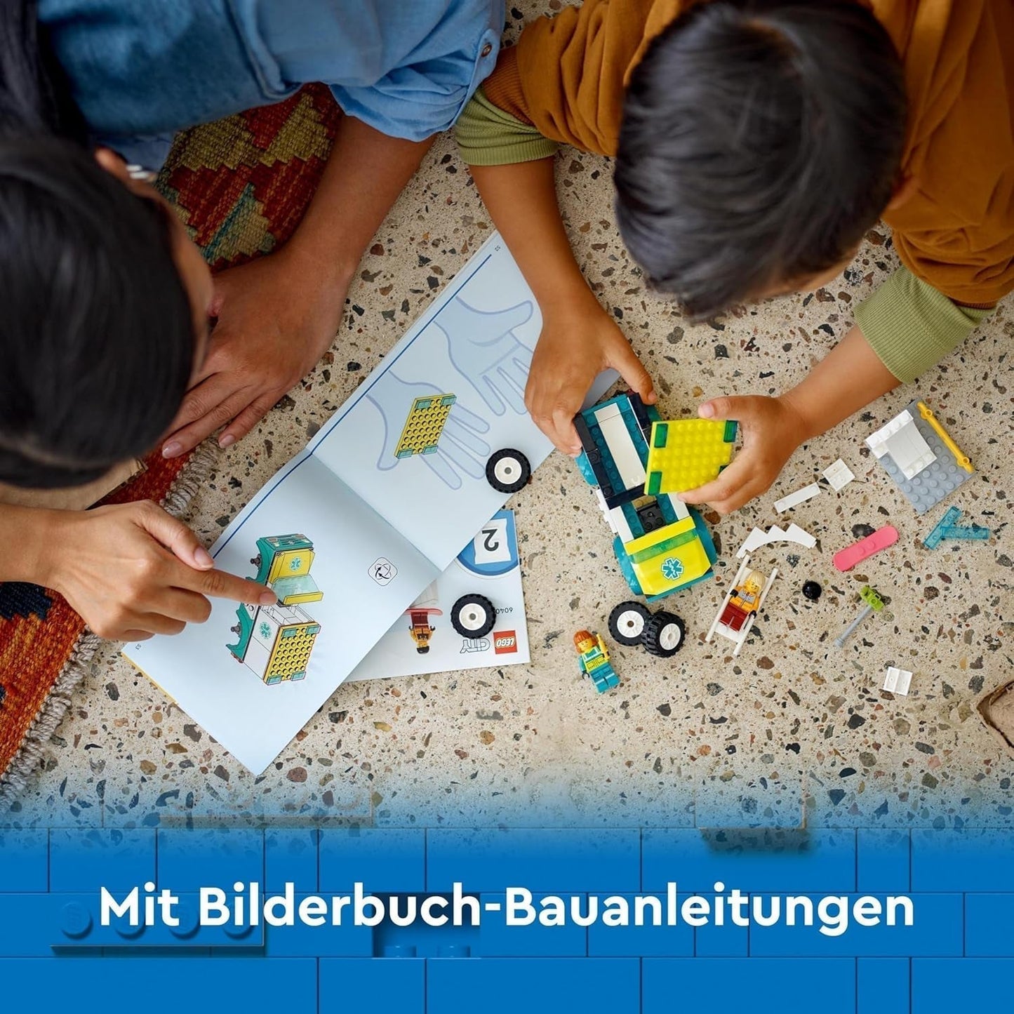 LEGO City Ambulans och Snowboardåkare, Ambulanslekset med leksaksbil och 2 minifigurer, Snowboardåkare och Paramedic Figur, fantasifull present till pojkar och flickor från 4 år 60403 Byggset Besuche den LEGO-Store