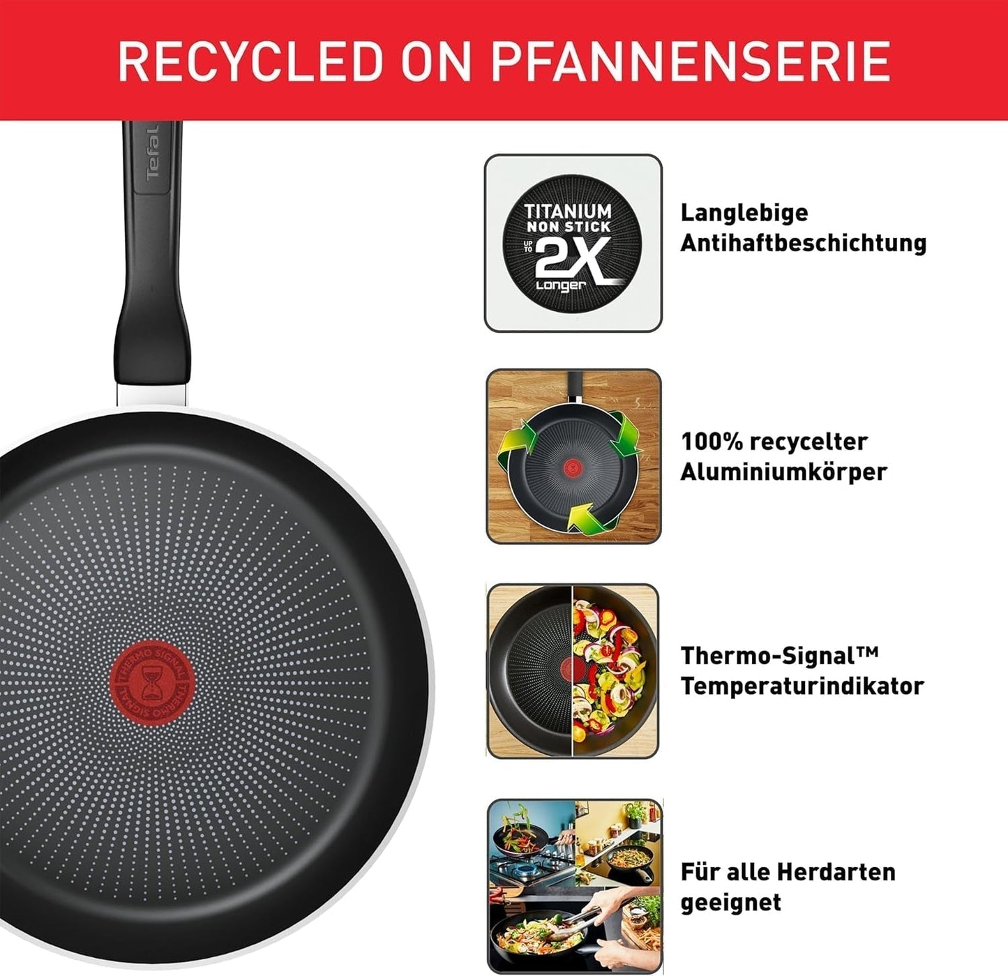 Tefal Återvunnet på, 100 % återvunnen aluminiumpanna, non-stick beläggning, induktionsgrytor och stekpannor Naty Shop
