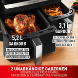 Tefal Dual Easy Fry Hot Air Fryer med två kammare, 5,2/3,1 liters kapacitet, två oberoende lådor, 7 program Hushållsapparater Naty Shop