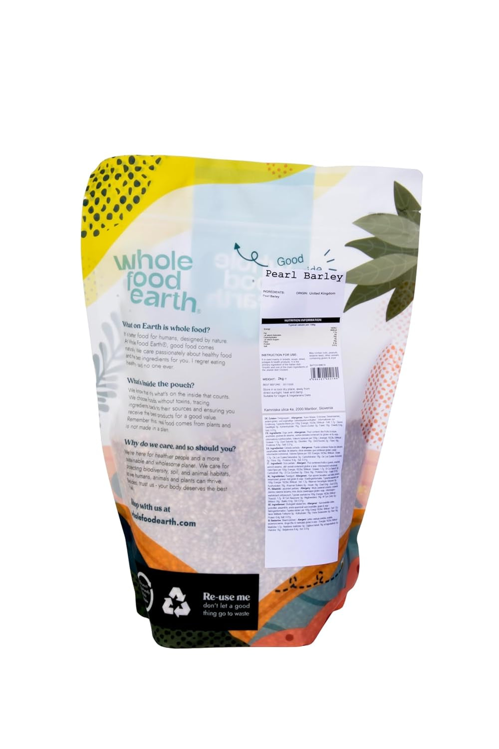 Wholefood Jordpärlkorn - icke-GMO - vegansk - mjölkfri - utan tillsatt socker, 2 kg