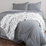 Lavish Home Oversized Gerüschte fuskpälsfilt, 152,4 X 203,2 cm, jacquard fuskpäls, queen size-säng för sängar och soffor, grå sängar och filtar Lavish Home