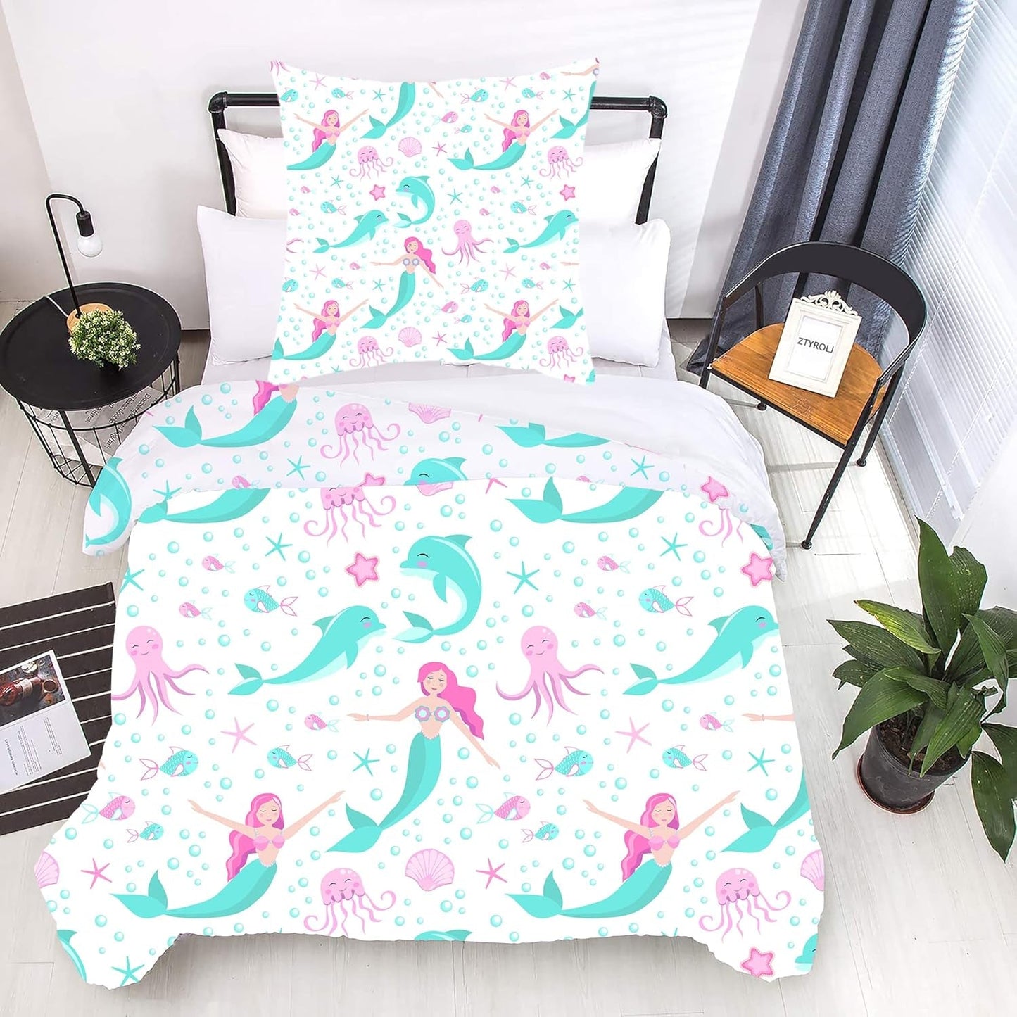 Sängkläder för barn, olika storlekar och olika animerade karaktärer Sängkläder - barn Naty Shop Mermaid (modell 5) 200X200Cm+80X80Cm