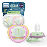 Philips AVENT ultraluftnappar - paket med 4 BPA-fria nappar som andas för bebisar 6-18 månader, inklusive bärväska och sterilisering, sköldpadda/valmönster (modell SCF085/66)