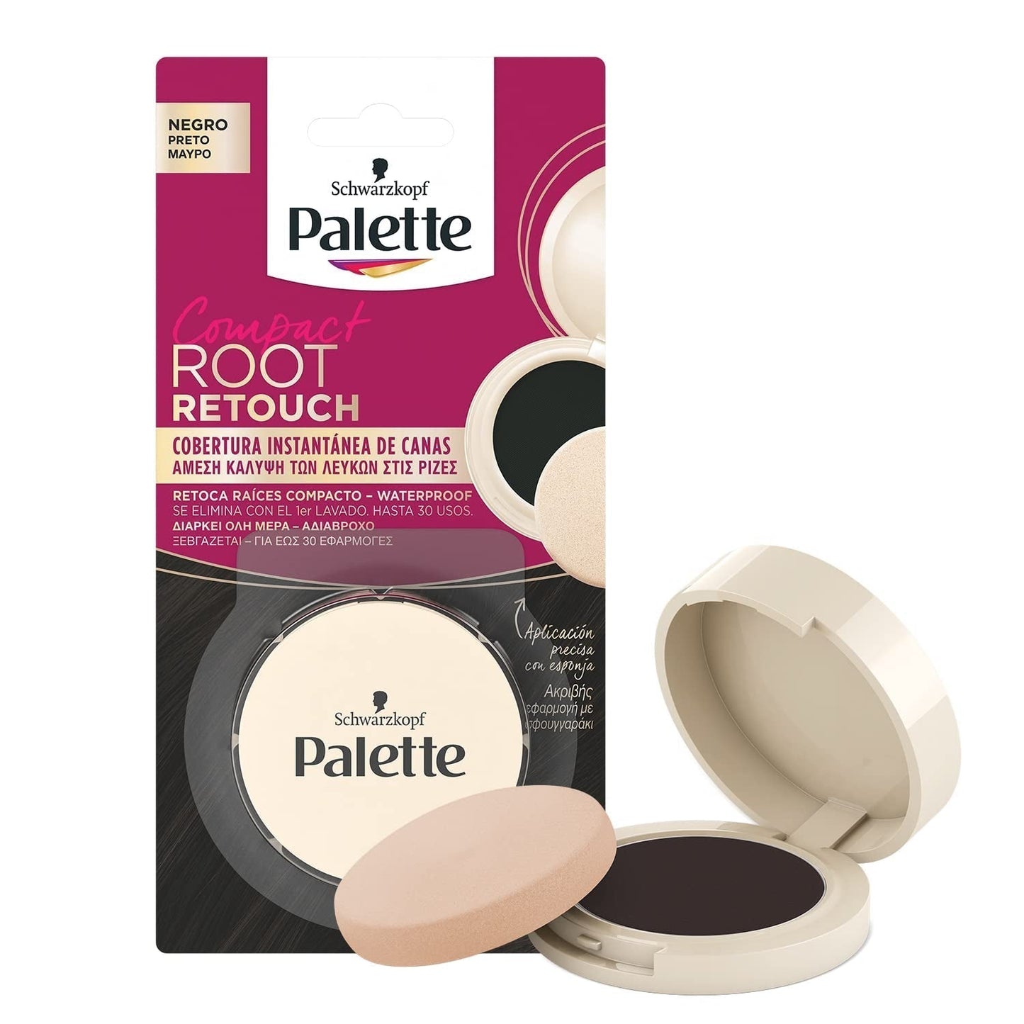 Palett Compact Root Retusch Retusch Root Pulver, kompakt, kastanjebrun, 1 st Hårfärgning Naty Shop 26 G (1 pack) Svart