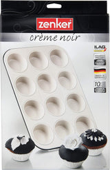 Zenker 12 muffins, diameter Ø 7 cm CREME NOIR, Bakplåt för muffins med non-stick beläggning förstärkt med keramik Formar och bakplåtar Naty Shop
