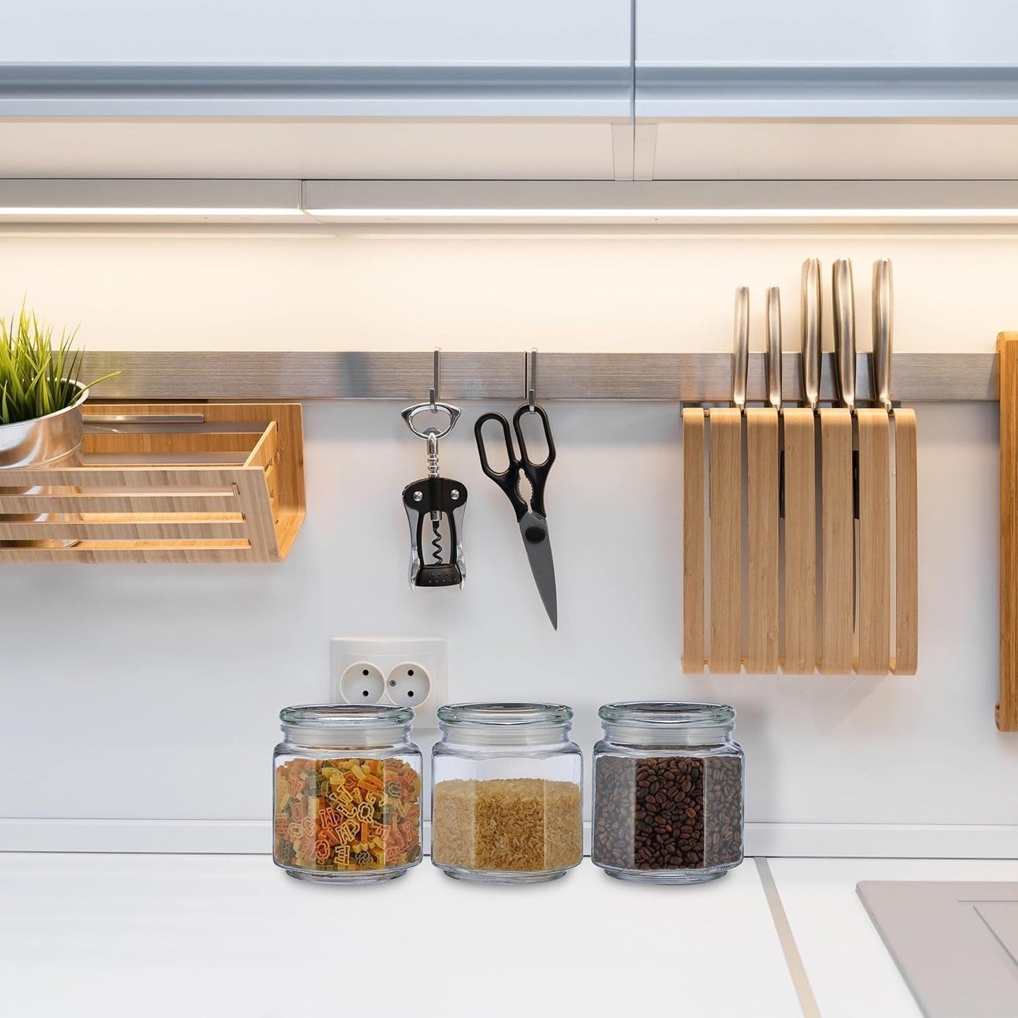 Relaxdays förvaringsburkar med lock Set med 6 glas 1,3L åttakantiga förvaringsburkar Lufttäta glasbehållare Klara matförvaringslådor Naty Shop