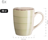 MÄSER 931490 Bel Tempo II frukostset för 6 i vintagelook, handmålad keramik, 18-delat servisset, grönt, stengods