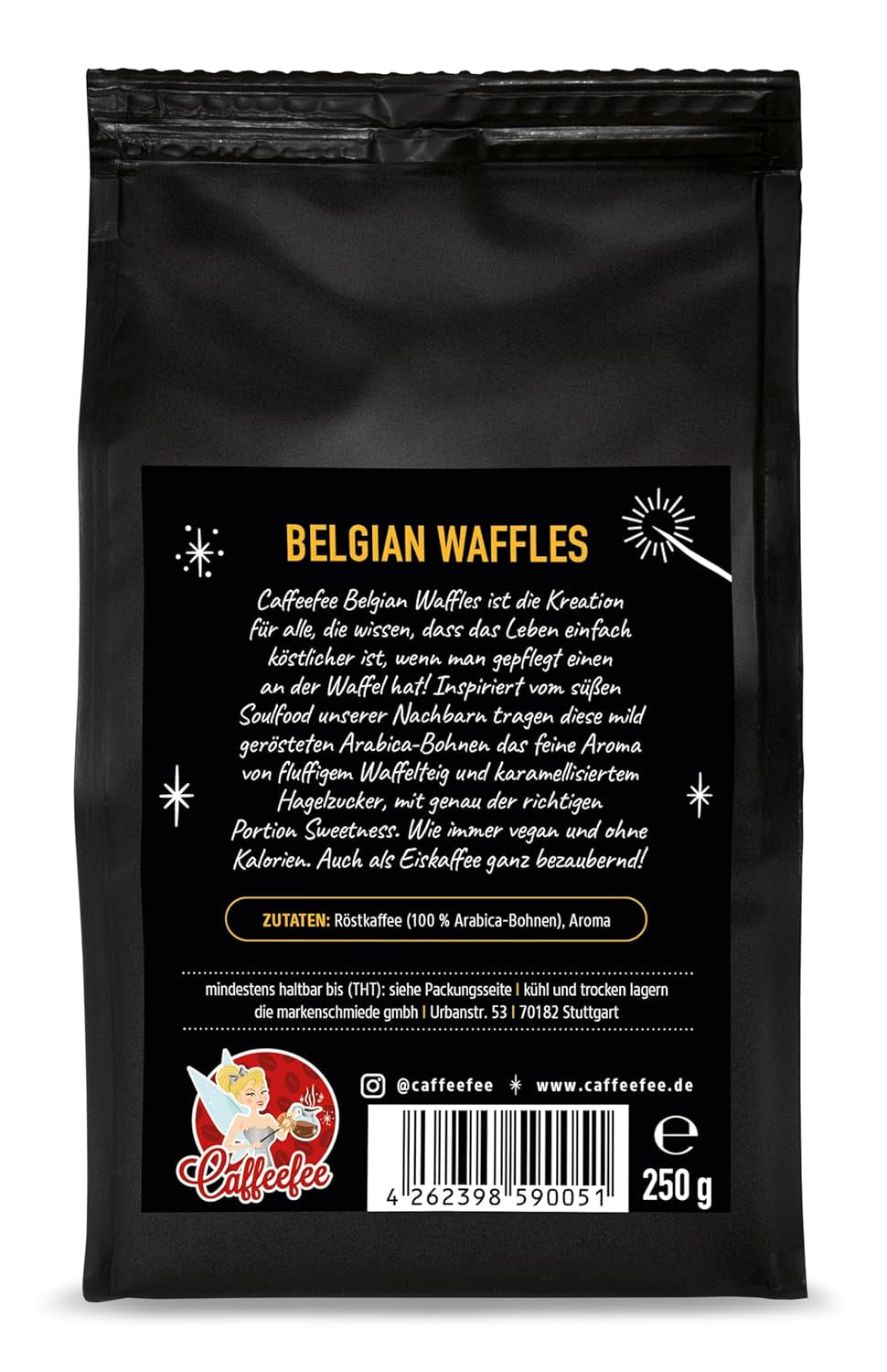 Caffeefee Belgiska våfflor Bohnen, 250 g, aromatisierter Röstkaffee