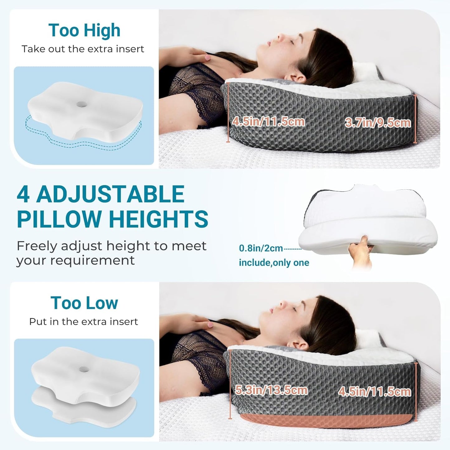 Elviros Memory Foam Ortopedisk kudde Nacksmärtskudde Sovkudde Ergonomisk nackkudde Nackstödskudde Anti-snarkningskudde för sidoslipare Magsömmar Vita cervikala ortopediska kuddar Naty Shop