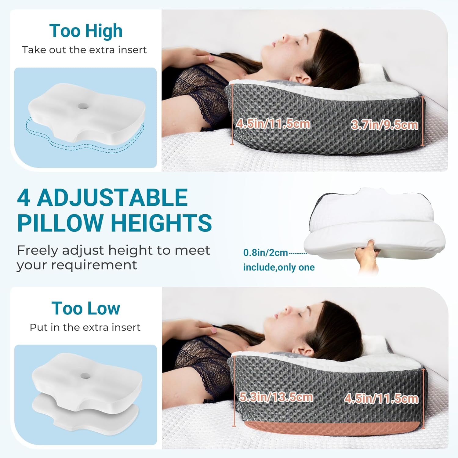Elviros Memory Foam Ortopedisk kudde Nacksmärtskudde Sovkudde Ergonomisk nackkudde Nackstödskudde Anti-snarkningskudde för sidoslipare Magsömmar Vita cervikala ortopediska kuddar Naty Shop