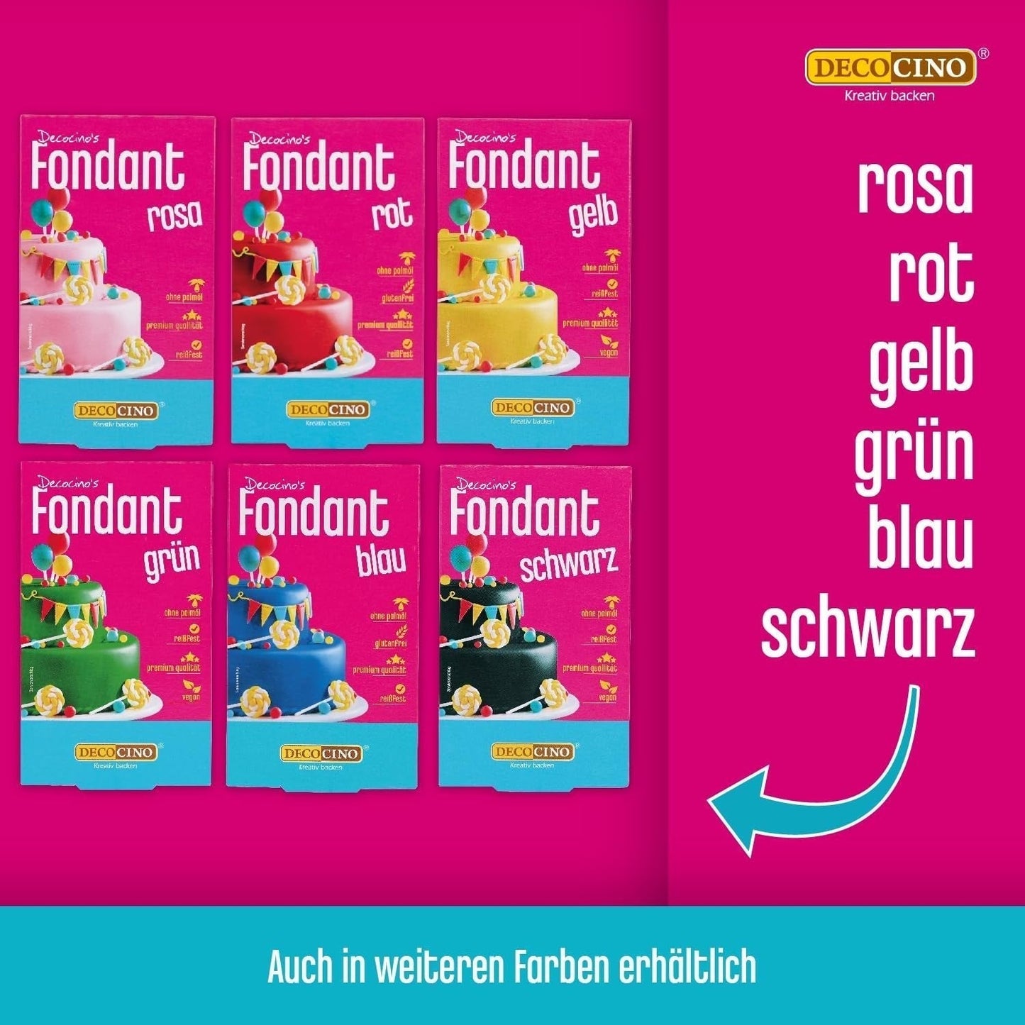 DECOCINO vitrullad fondantfilt - 300g - bruksfärdig fondantfilt för att täcka och dekorera tårtor och cupcakes - glutenfri och vegansk (förpackning med 2) Naty Shop Sugarpaste