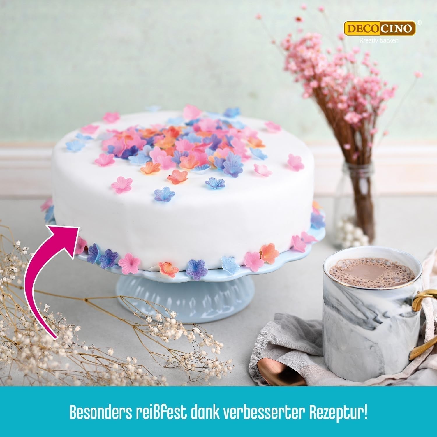 DECOCINO vitrullad fondantfilt - 300g - bruksfärdig fondantfilt för att täcka och dekorera tårtor och cupcakes - glutenfri och vegansk (förpackning med 2) Naty Shop Sugarpaste