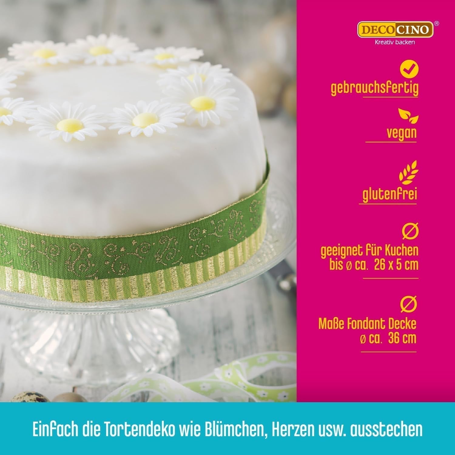 DECOCINO vitrullad fondantfilt - 300g - bruksfärdig fondantfilt för att täcka och dekorera tårtor och cupcakes - glutenfri och vegansk (förpackning med 2) Naty Shop Sugarpaste