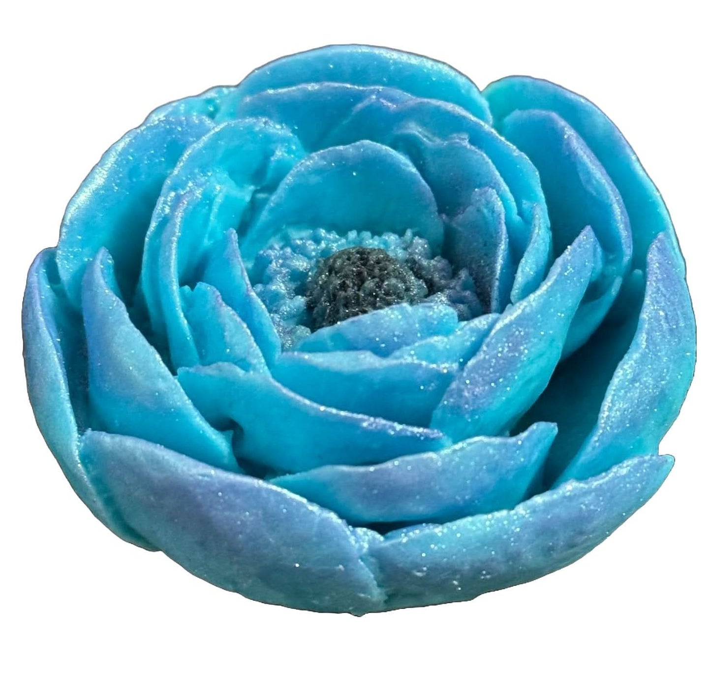 Ätsockerdekoration, Turkos piondekorationer från Sugar Paste Nati Shop