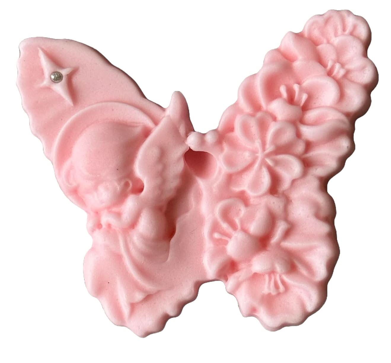 Ätsockerdekoration, Fjäril med ängel Dekorationer från Sugar Paste Nati Shop