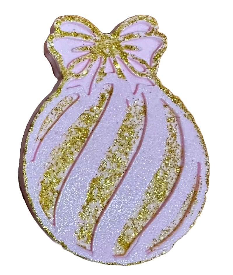 Ätsockerdekoration, julgransklot, rosa dekorationer från Sugar Paste Nati Shop