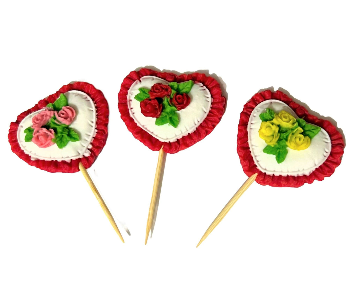 Ätsockerdekoration, hjärtan med rosor Dekorationer från Sugar Paste Nati Shop