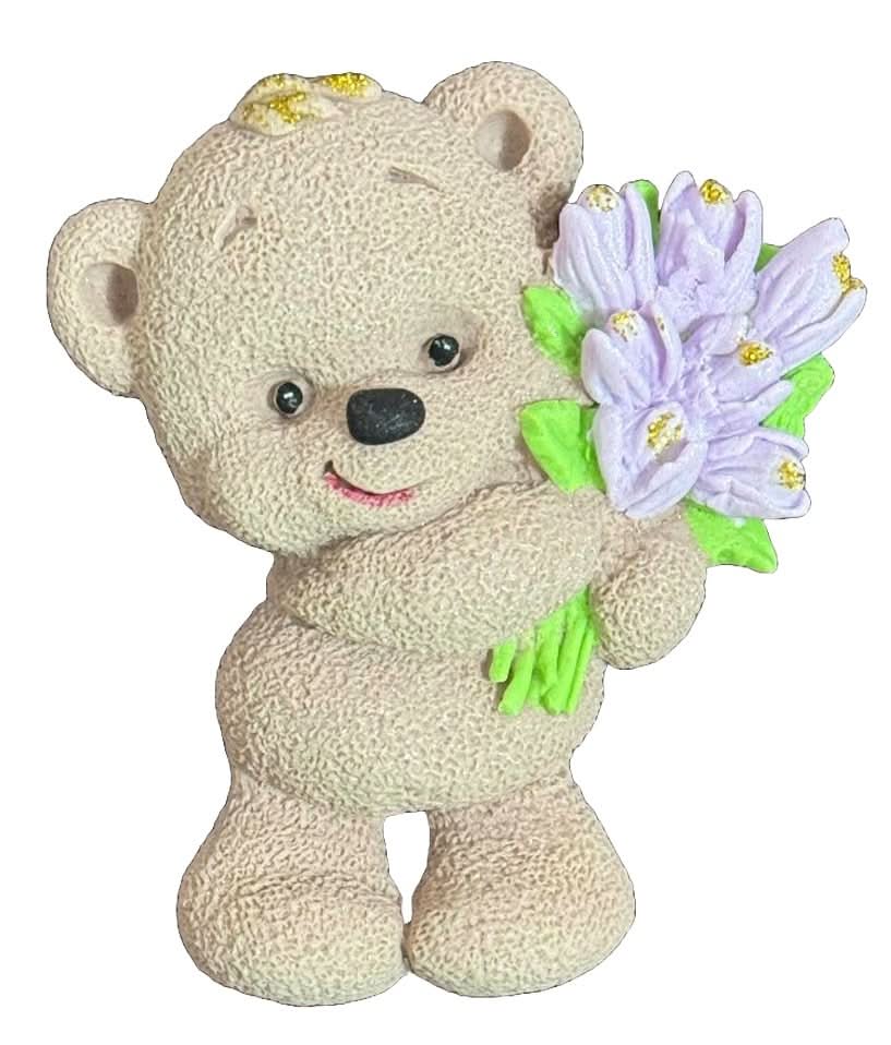 Ätsockerdekoration, Nalle med en bukett tulpaner Dekorationer från Sugar Paste Nati Shop