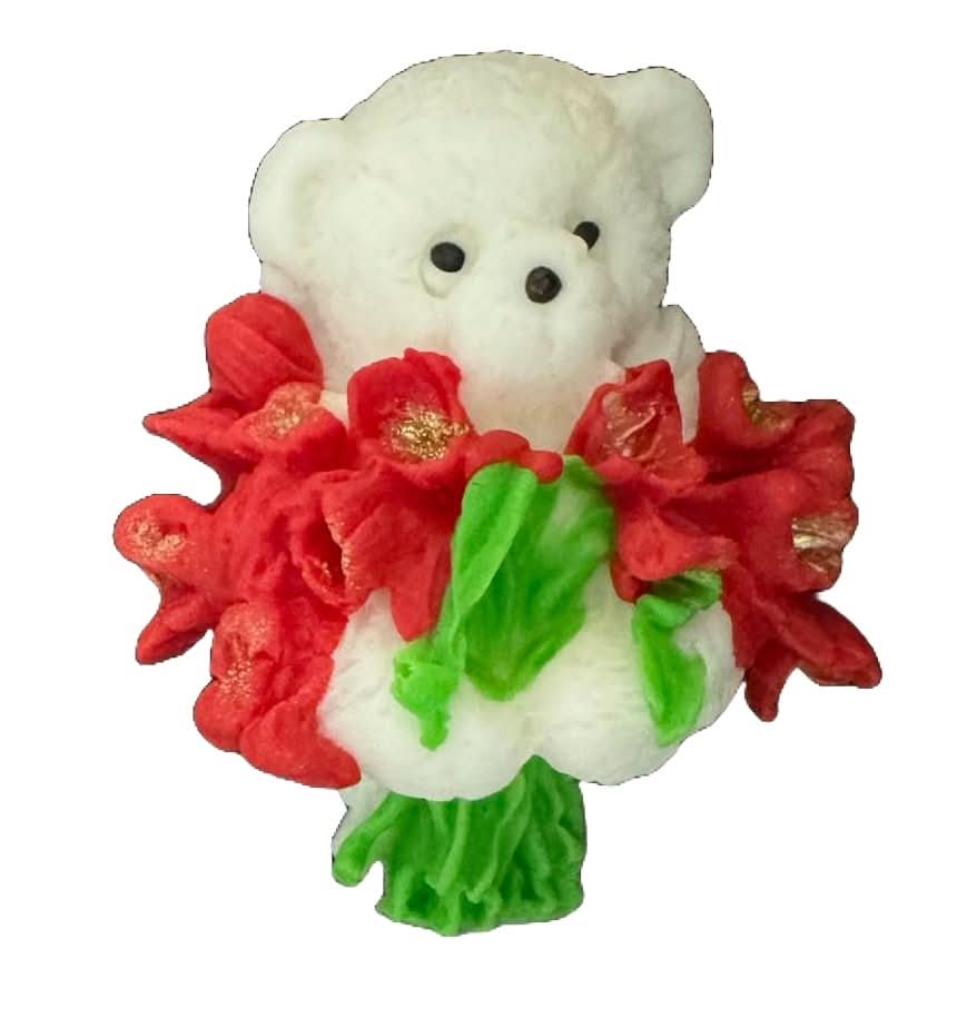Ätsockerdekoration, Nalle med en bukett tulpaner Dekorationer från Sugar Paste Nati Shop