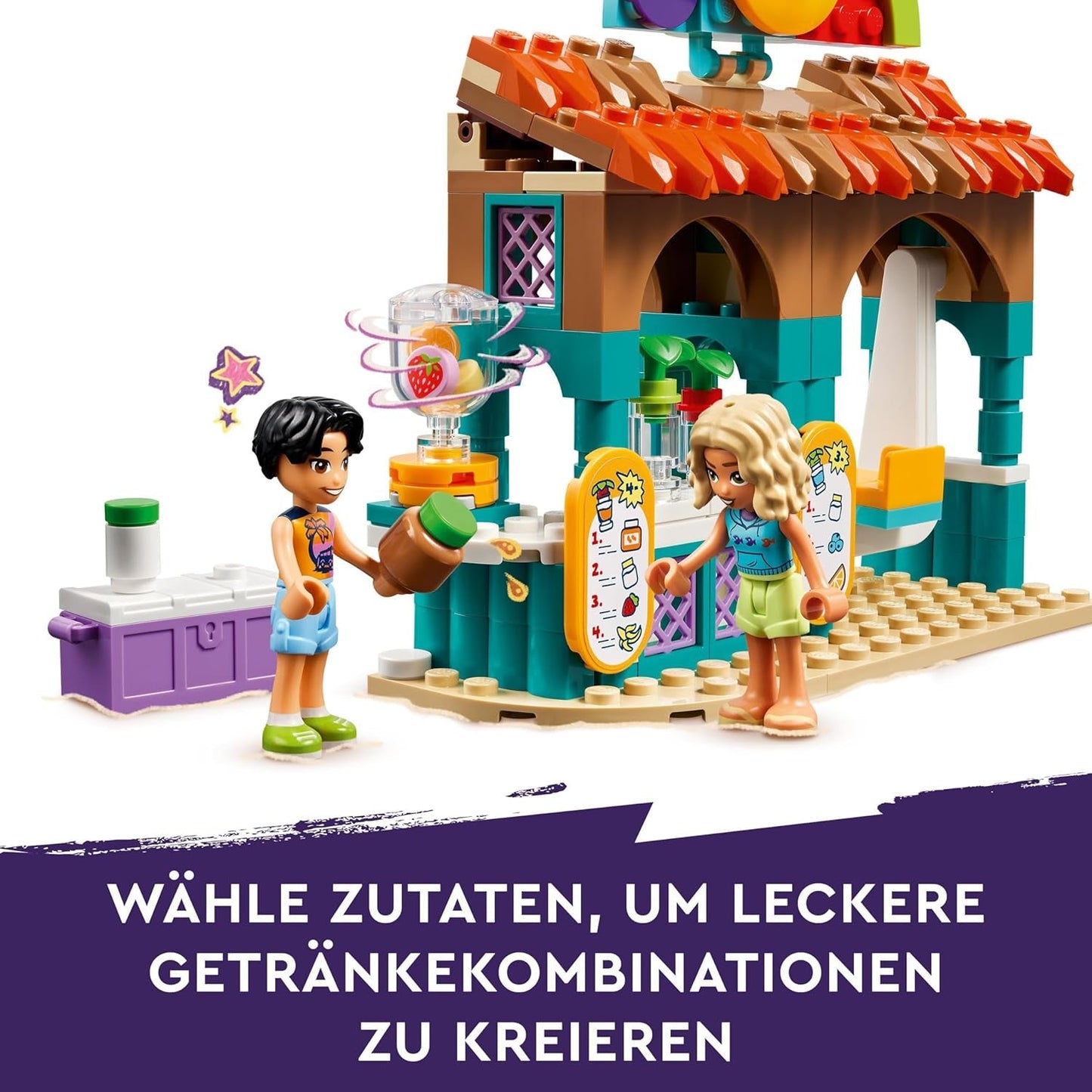 LEGO Friends Smoothieställ på stranden Rollspel Lekset Presentidé för flickor och pojkar 6 år med lekfigurer Sköldpadda och tillbehör Social utveckling Leksak 42625 Byggset Besuche den LEGO-Store