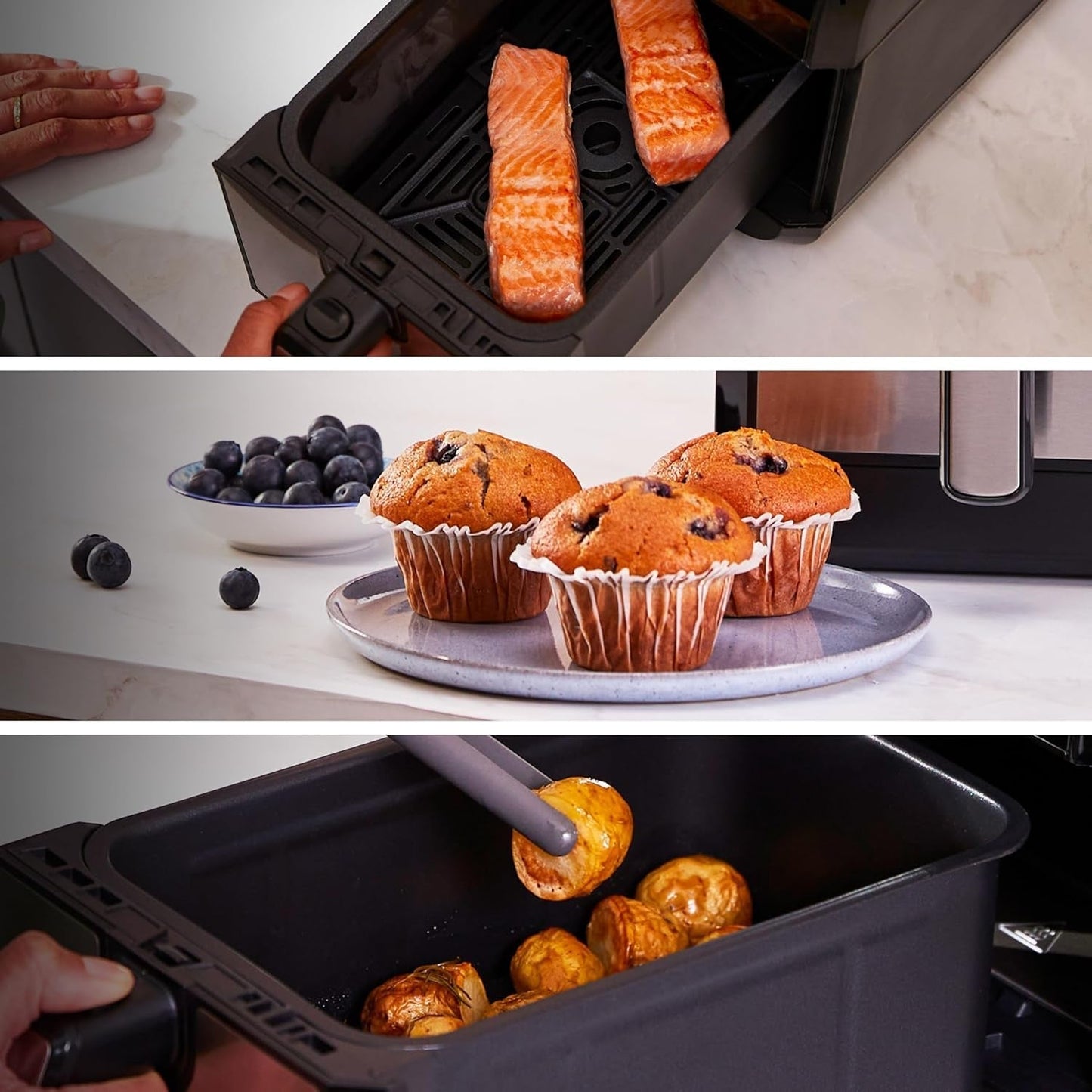 Kenwood Khealthy Twin Airfryer, 8L (2X4L), dubbelkammare, 8 program, Dual Cook & Sync Finish-funktion, pekskärm Vitvaror Naty Shop