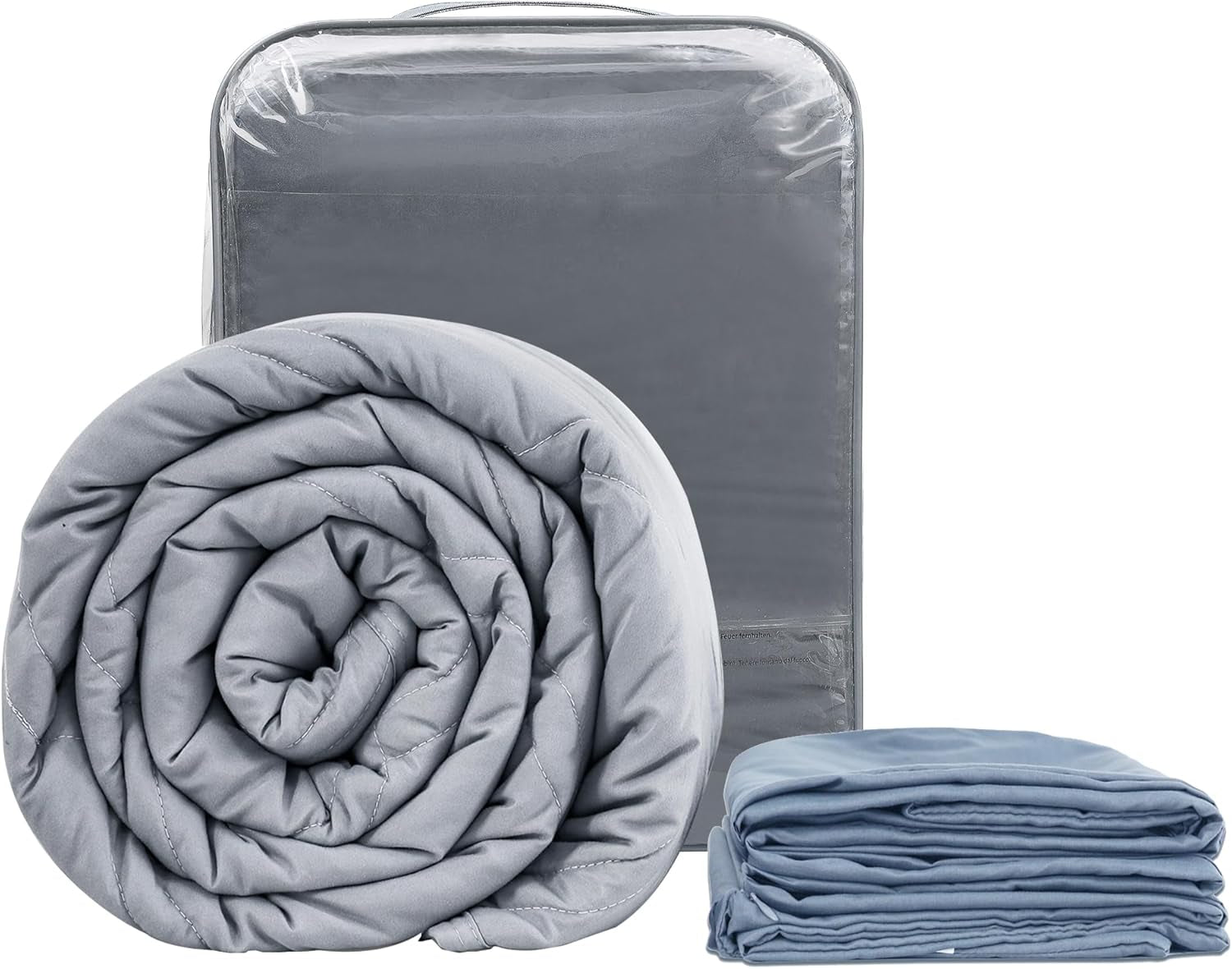 Winthome Tyngdfilt med Påslakan 150X205Cm 10,4Kg,Bekväm Tyngdfilt,Anti-stressterapifilt,Tung filt för djup sömn och bättre återhämtning,Tung filt för vuxna (grå)Besuche den Winthome-Store Blue.51K0X2.51KC2