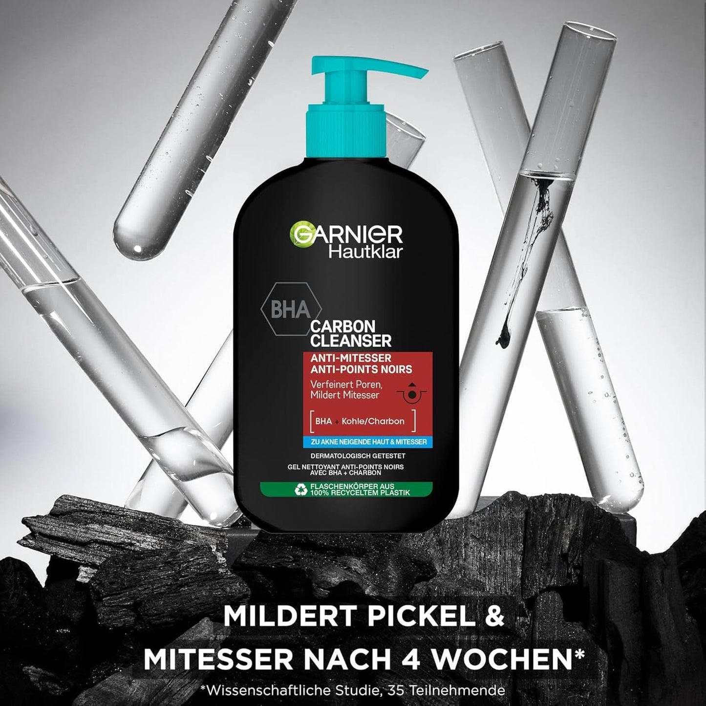 Garnier Charcoal Cleanser Ansiktsrengöringsgel mot pormaskar & finnar 250ml dusch & bad Naty Shop