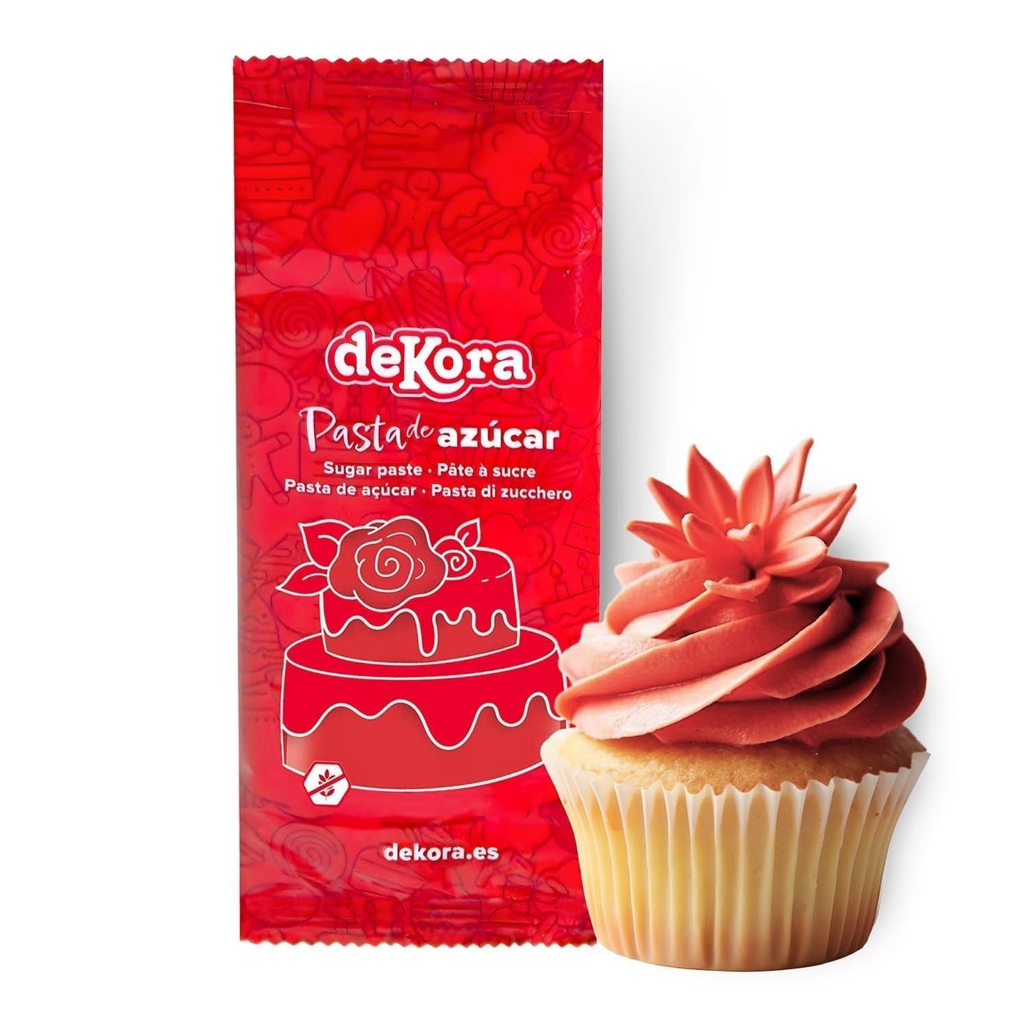 Dekora - Vit sockerpastafondant 150g - Perfekt för kakor och bakdekorationer - Gluten- och laktosfri - Vaniljsmak - Mjuk, smidig och lätt att forma för kreativa dekorationer Naty Shop Red Sugar Paste