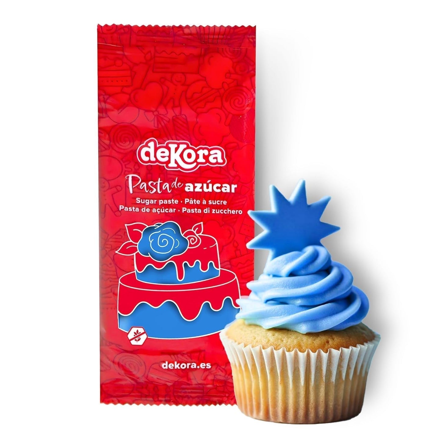 Dekora - Vit sugarpaste fondant 150g - Perfekt för kakor och bakdekorationer - Gluten- och laktosfri - Vaniljsmak - Mjuk, smidig och lätt att forma för kreativa dekorationer Naty Shop Blue Sugarpaste