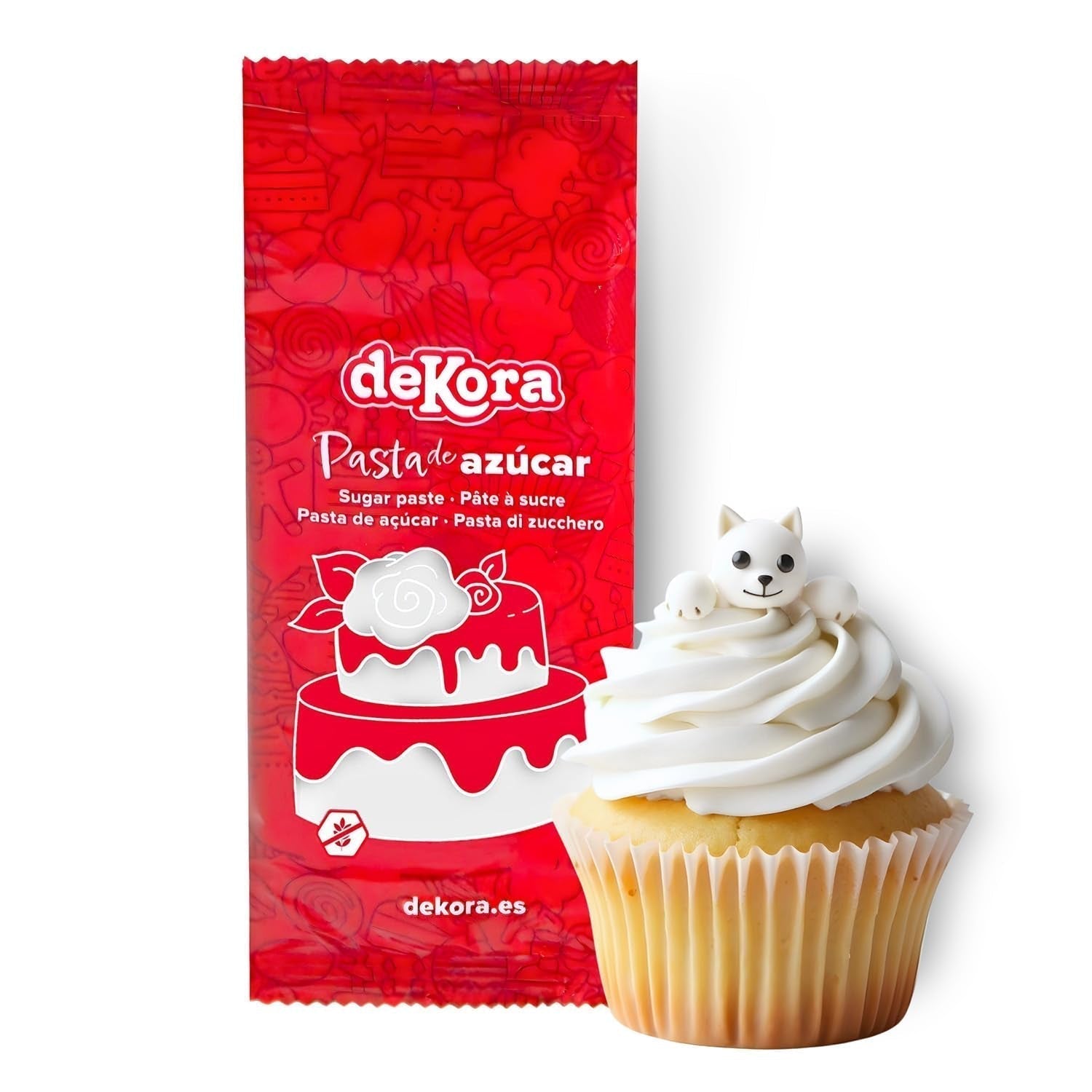 Dekora - Vit sugarpaste fondant 150g - Perfekt för kakor och bakdekorationer - Gluten- och laktosfri - Vaniljsmak - Mjuk, smidig och lätt att forma för kreativa dekorationer Naty Shop White Sugarpaste