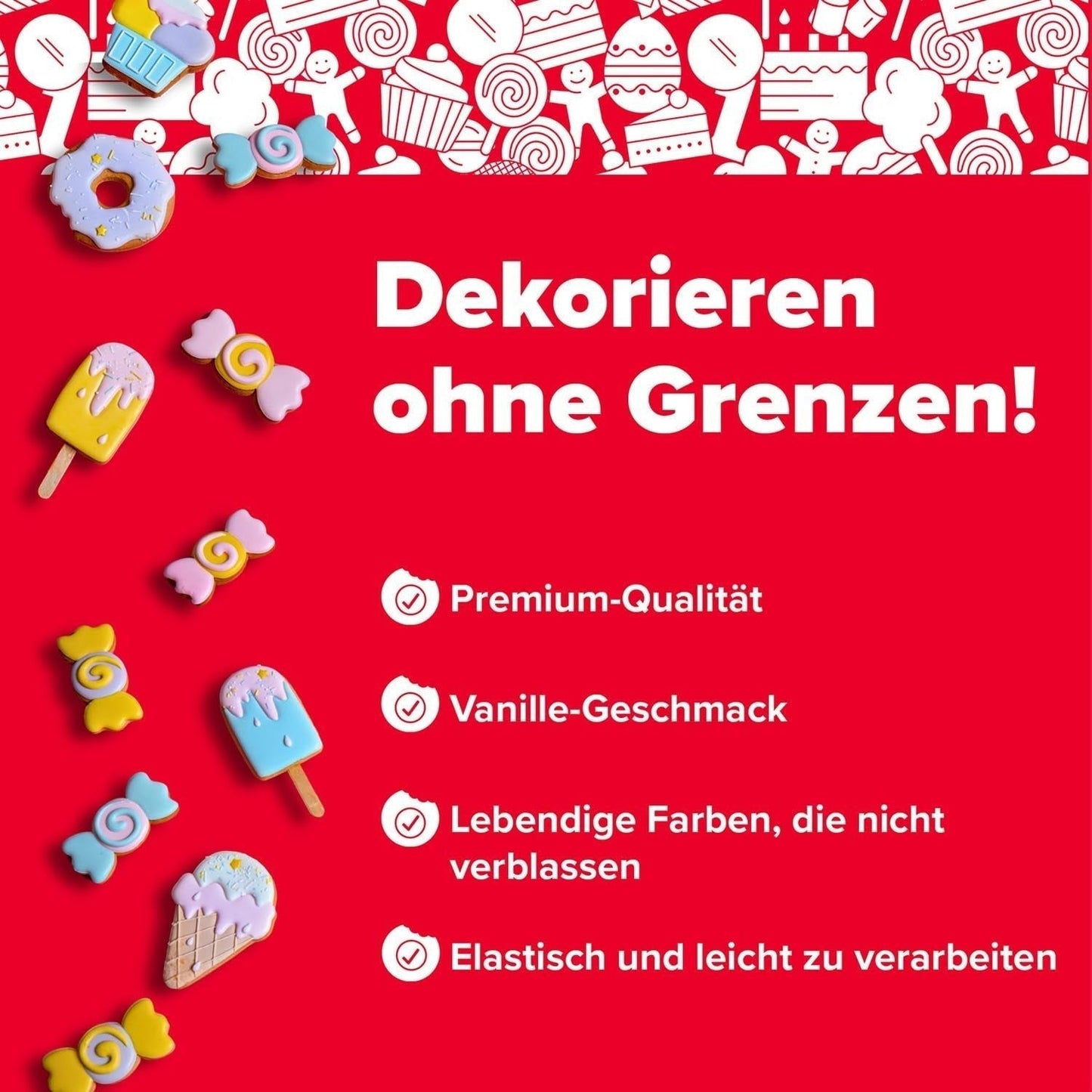 Dekora - Vit sugarpaste fondant 150g - Perfekt för tårtor och bakdekorationer - Gluten- och laktosfri - Vaniljsmak - Mjuk, smidig och lätt att forma för kreativa dekorationer Naty Shop Sugarpaste