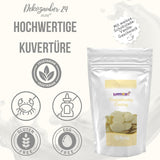 Dekozauber24 couverture droppar, vita, 500 g, med vit choklad och vaniljsmak, Deco Melts chips, mikrovågssäker, för cake pops, kakor, tårtor, tårtor, droppande eller glasyr Naty Shop Sugarpaste