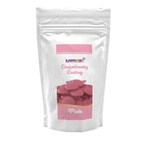 Dekozauber24 couverture drops, vita, 500 g, med vit choklad och vaniljsmak, Deco Melts chips, mikrovågssäker, för cake pops, kakor, tårtor, tårtor, droppande eller glasyr Sockerpasta Naty Shop Pink