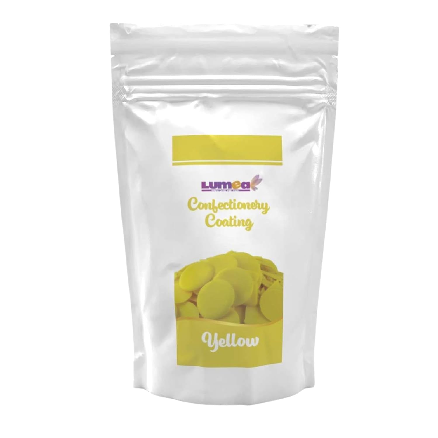 Dekozauber24 couverture-droppar, vita, 500 g, med vit choklad och vaniljsmak, Deco Melts chips, mikrovågssäker, för cake pops, kakor, tårtor, tårtor, droppande eller glasyr Naty Shop Sugarpaste Yellow