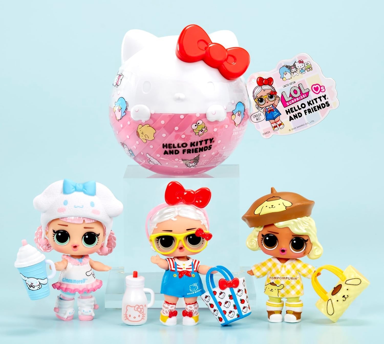 LOL Överraskning! Love Hello Kitty and Friends - 1 docka med 7 överraskningar, slumpmässigt urval, 8 samlarföremål, för barn från 4 år och uppåt, rosa