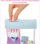 Barbie You Can Be Anything-serien, glassbar, 1 x blond hårbarbiedocka, glassmaskin, Barbie Play-Doh, baktillbehör, barngåva, leksak för 3+ år, HCN46