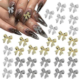 30st Nagelbågar i metall, Guld Silver Gråa rosetter, Nageltillbehör, Nageldekorationer för kvinnor och flickor, Nail Art Design