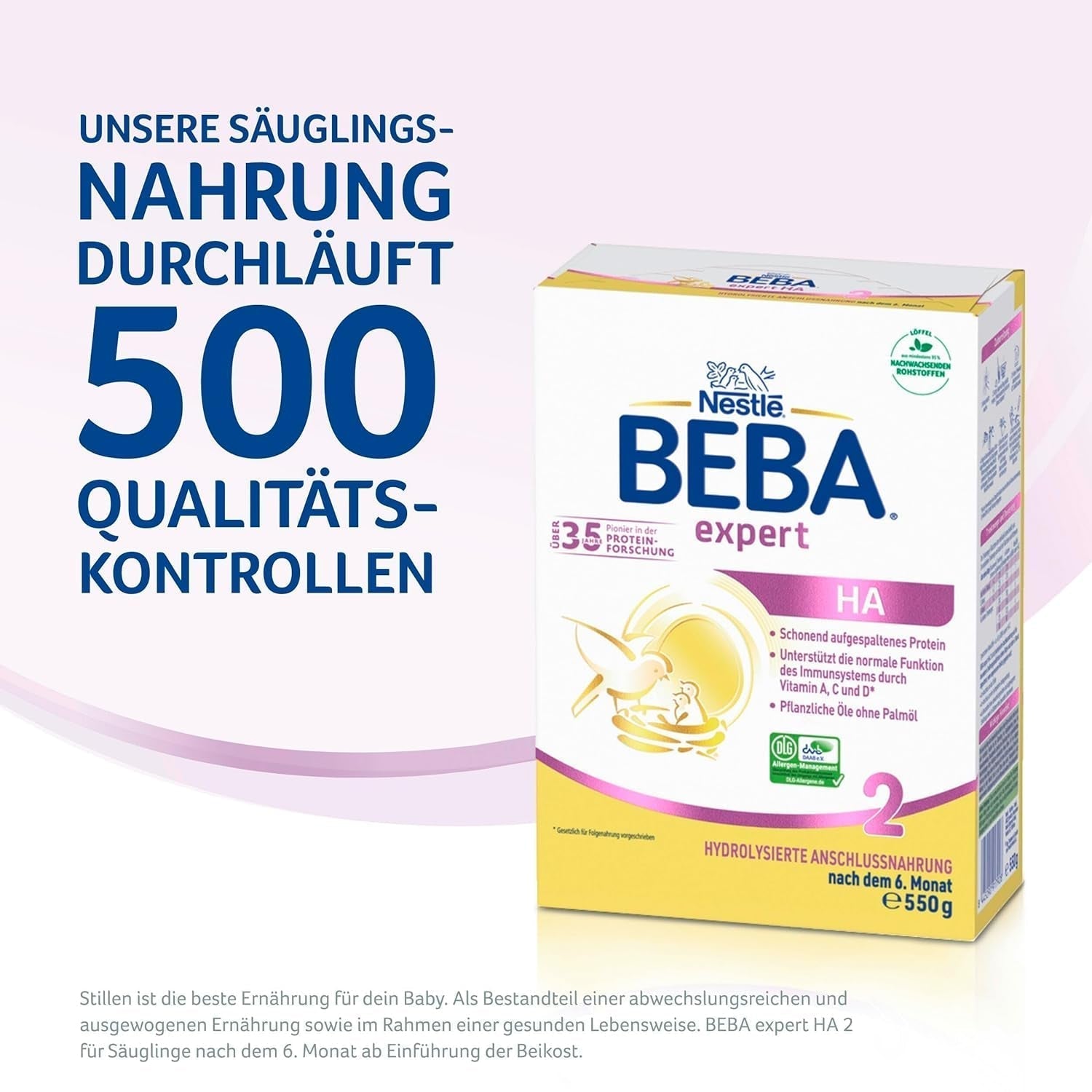 BEBA Expert HA 2 Tillskottsmjölk efter 6 månader, barnmat med hydrolyserat protein, endast laktos, palmoljefri, förpackning om 6 (6 x 550 g) Naty Shop