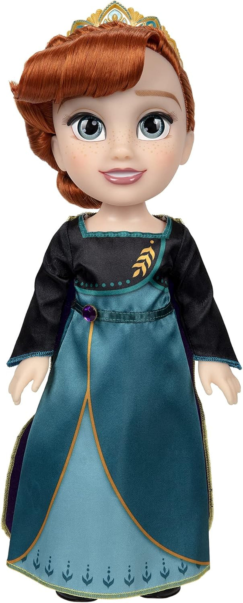 Disney Frozen 2 Anna Doll - en 35 cm hög poserbar docka i en ikonisk modeklänning med Arendelle-vapen och ett diadem för extra nöje, för tjejer från 3 år och uppåt