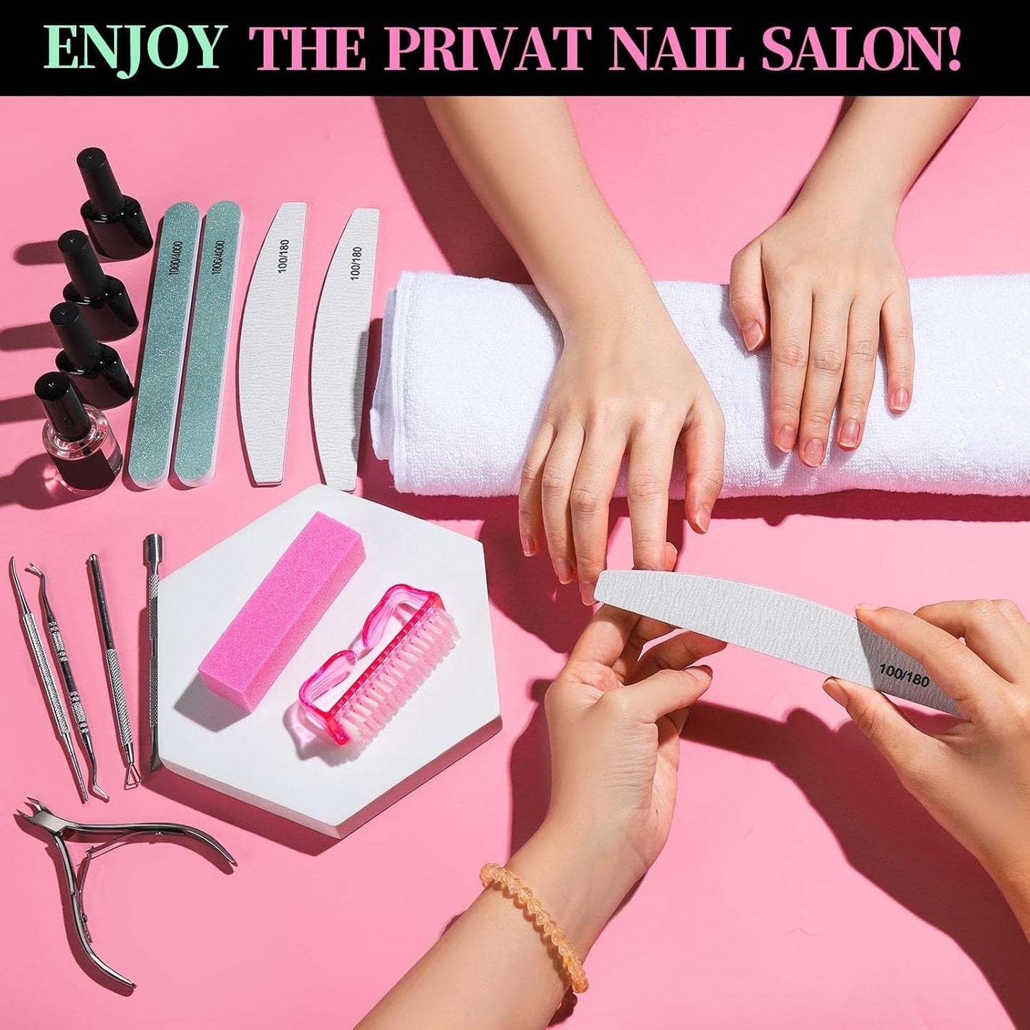 FANDAMEI Manikyr Set, Buffer Für Nägel, Nagelfeile 100/180, Nagelfeilen Für Gelnägel, Nagelhautschieber, Buffer Für Gelnägel, Feilen Für Gelnägel, Nagelzange, Nagelfeilen Set, Maniküre & Pedikyr Set