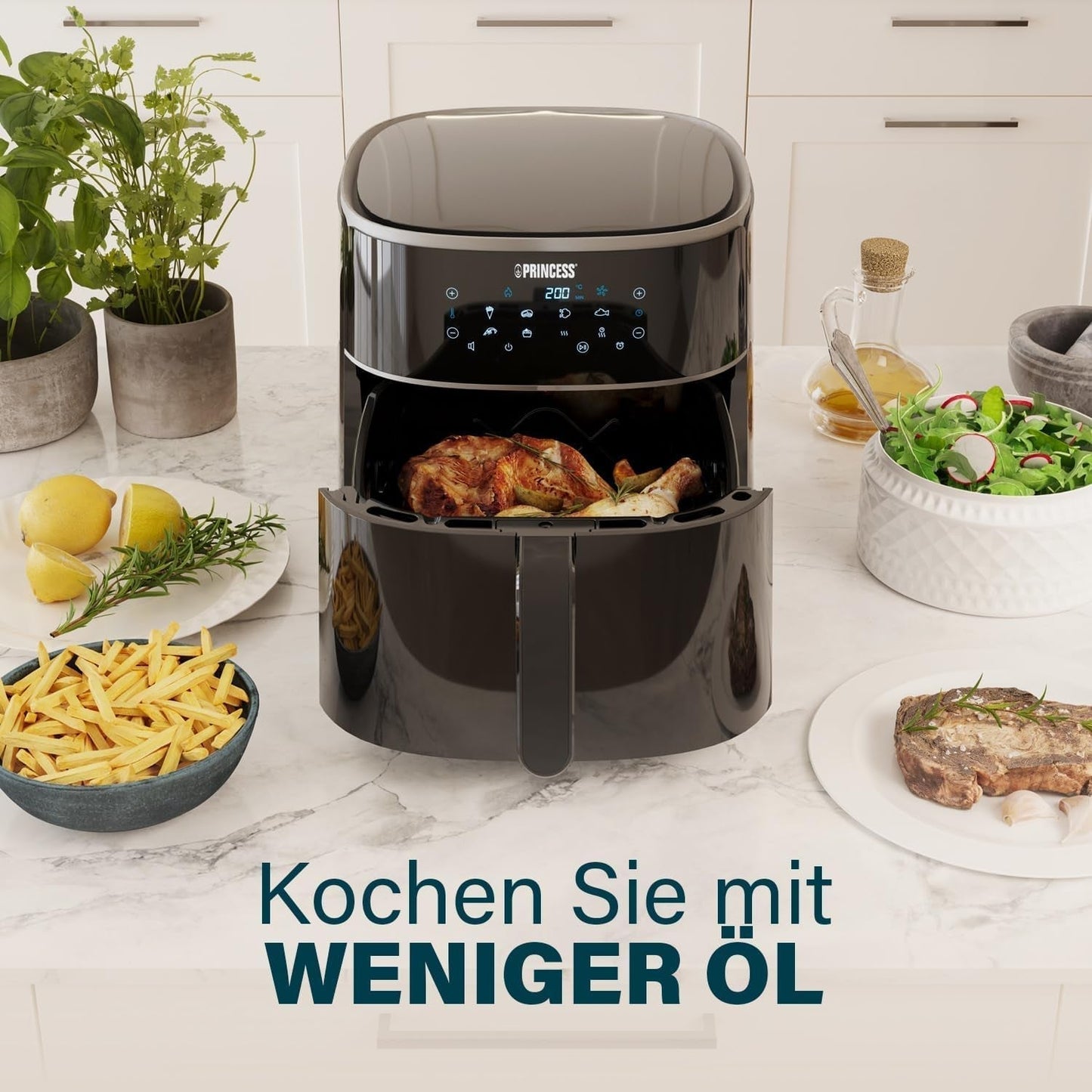 Princess Digital Hot Air Fryer - Variabel skålkapacitet - max 8 liter - 6 förinställda program Vitvaror Naty Shop