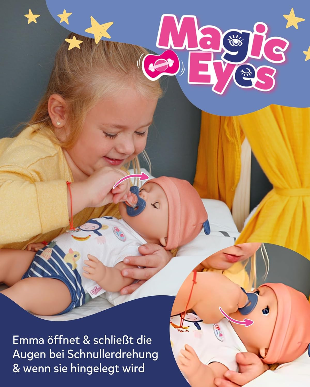 BABY Born Emma i djungelstil - Docka 43 cm lång - 10 funktioner Inklusive accessoarer och klänning i unisexfärger - Fungerar utan batterier - Lämplig för barn från 3 år och uppåt Naty Shop Dolls