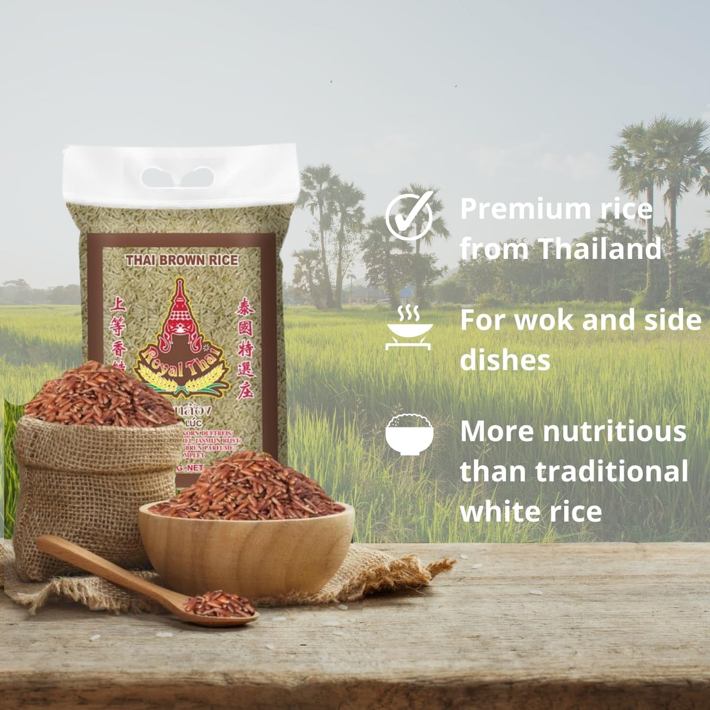 ROYAL THAI RIS - Doftande långkornigt brunt ris - 1 x 1 kg