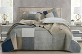 Chezmoi Collection Addy Patchwork Quilt Set Förtvättad bomull Lätt Vändbar All Seasons Oversized 3 delar Marinblå Vit Grå Taupe Pläd Quilts & Quilts Naty Shop