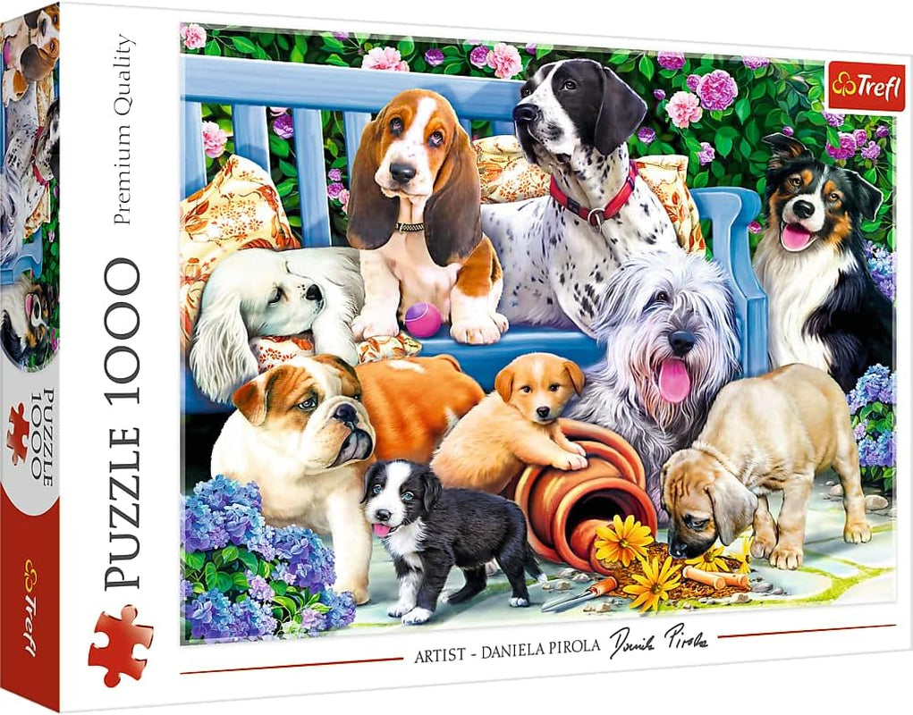 Pussel - "1000" - Roliga hundporträtt Pussel Naty Shop Hundar i trädgården