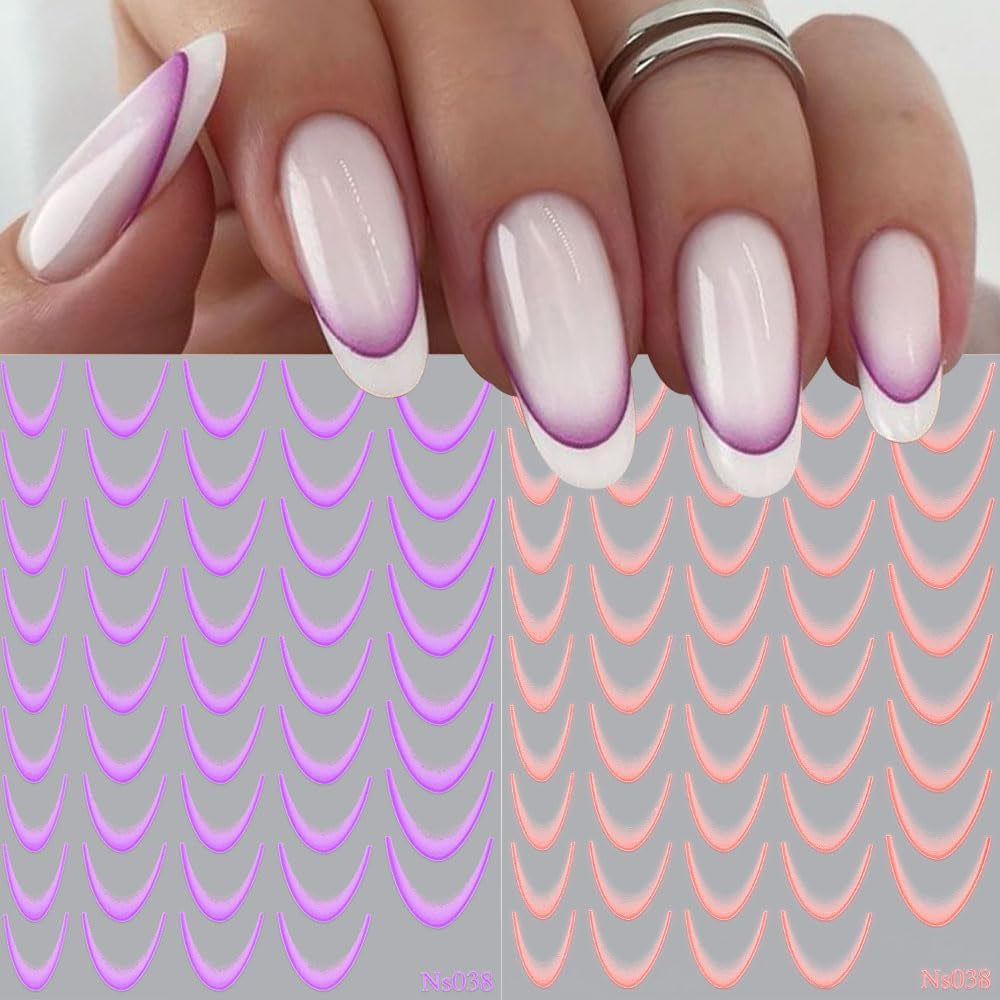 9 färger franska nagelklistermärken franska nagelklistermärken självhäftande nagelfolie franska naglar gradientklistermärken fransk spets nagelklistermärken nagelkonst nageldesign klistermärken nageltillbehör